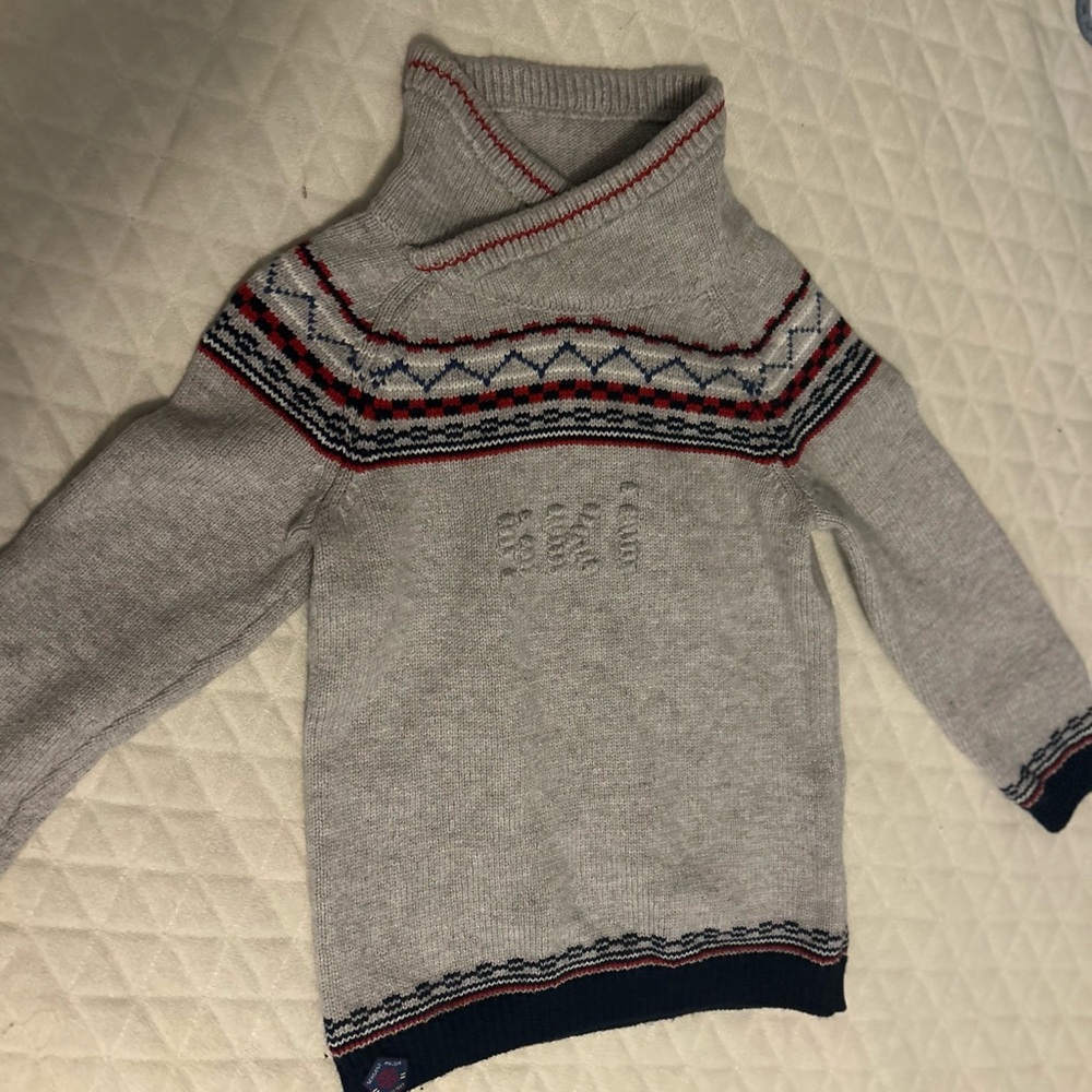 Boys Gray Patterned Ski Sweater